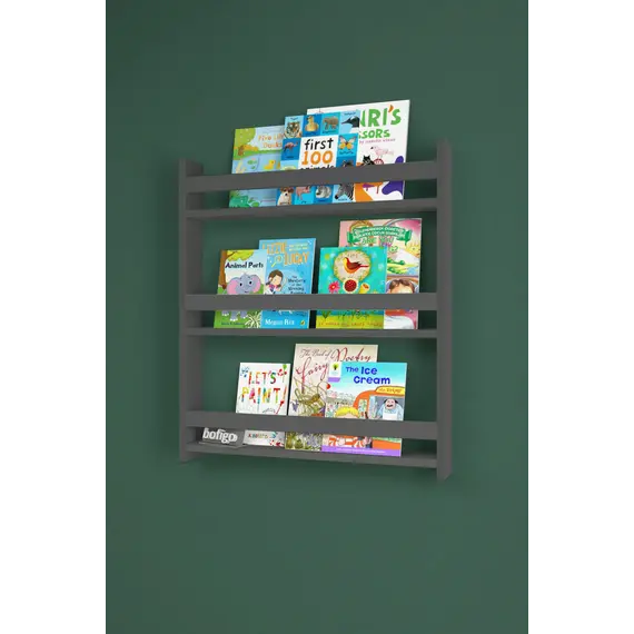 MOBILJE MONTESSORI BOOKSHELF WITH 3 SHELVES . ANTHRACITE, 3 imazh