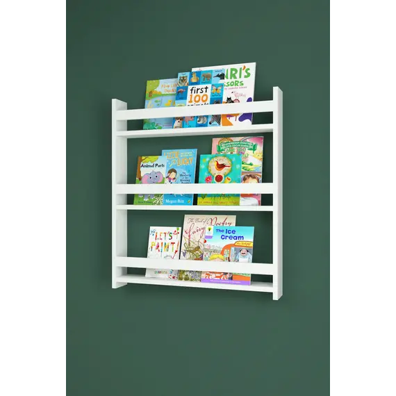 MOBILJE MONTESSORI BOOKSHELF WITH 3 SHELVES - WHITE, 3 imazh