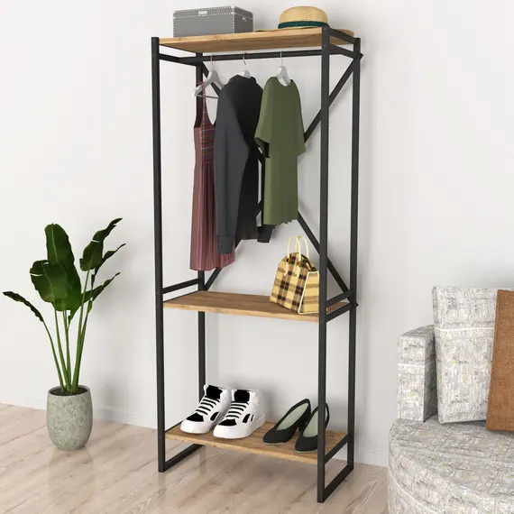 MOBILJE METAL COAT STAND SHOERACK - PINE, 3 imazh