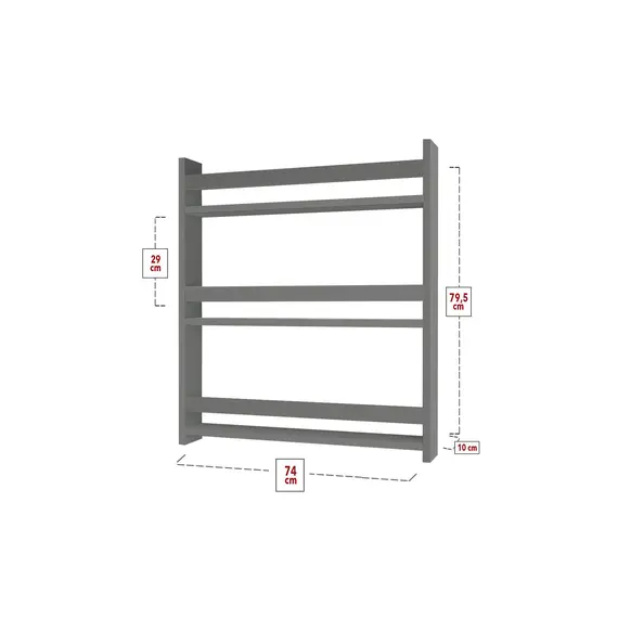 MOBILJE MONTESSORI BOOKSHELF WITH 3 SHELVES . ANTHRACITE, 5 imazh