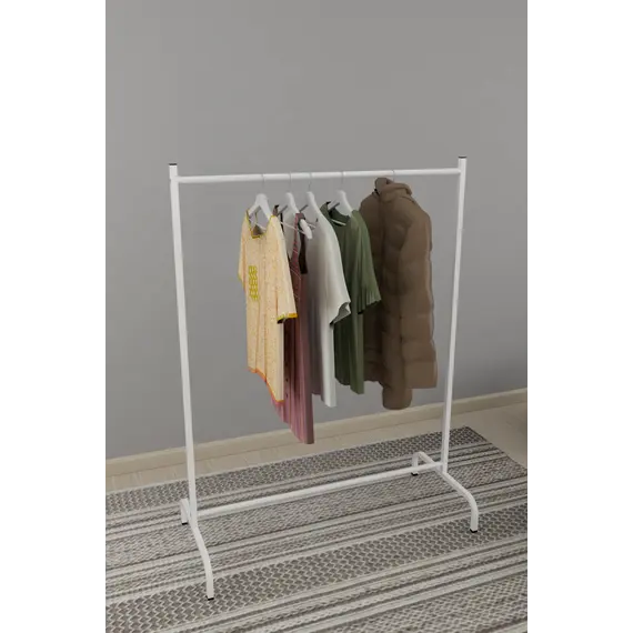 MOBILJE METAL CLOTHES HANGER STAND - WHITE, 2 imazh