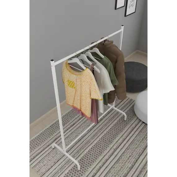 MOBILJE METAL CLOTHES HANGER STAND - WHITE, 3 imazh