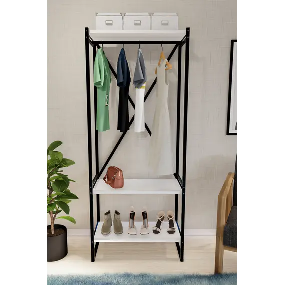 MOBILJE METAL COAT STAND SHOERACK - WHITE