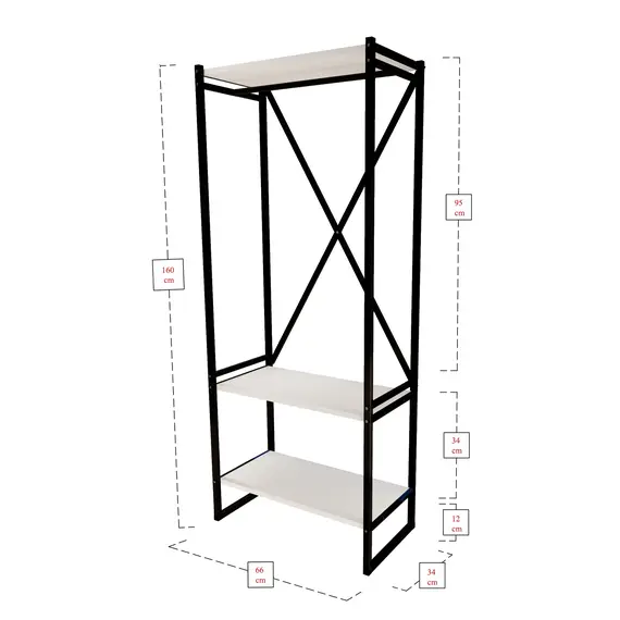 MOBILJE METAL COAT STAND SHOERACK - WHITE, 3 imazh