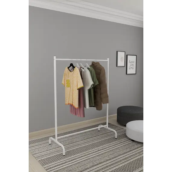 MOBILJE METAL CLOTHES HANGER STAND - WHITE, 4 imazh