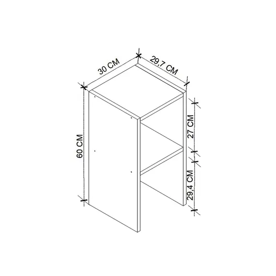 MOBILJE 2 SHELVES CHIPBOARD NIGHTSTAND - PINE, 4 imazh