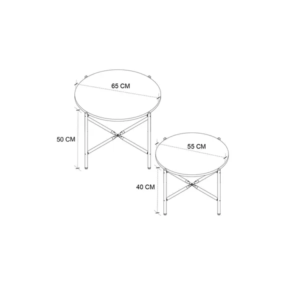 MOBILJE 2 SETS ROUND COFFEE TABLE - BENDIR, 2 imazh