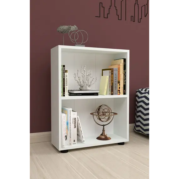 MOBILJE 2 SHELVES CHIPBOARD BOOKSHELF - WHITE, 2 imazh