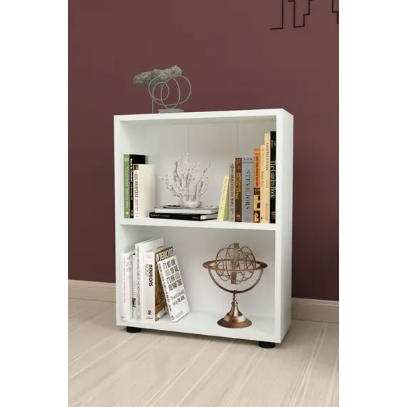 MOBILJE 2 SHELVES CHIPBOARD BOOKSHELF - WHITE, 4 imazh