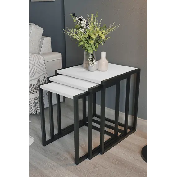 MOBILJE METAL NESTING TABLE - WHITE