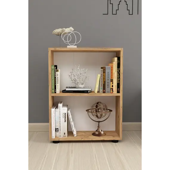 MOBILJE 2 SHELVES CHIPBOARD BOOKSHELF - PINE, 2 imazh