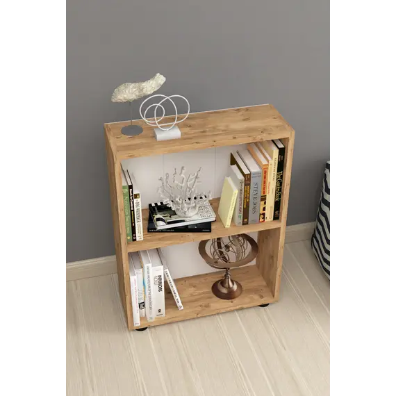 MOBILJE 2 SHELVES CHIPBOARD BOOKSHELF - PINE, 3 imazh