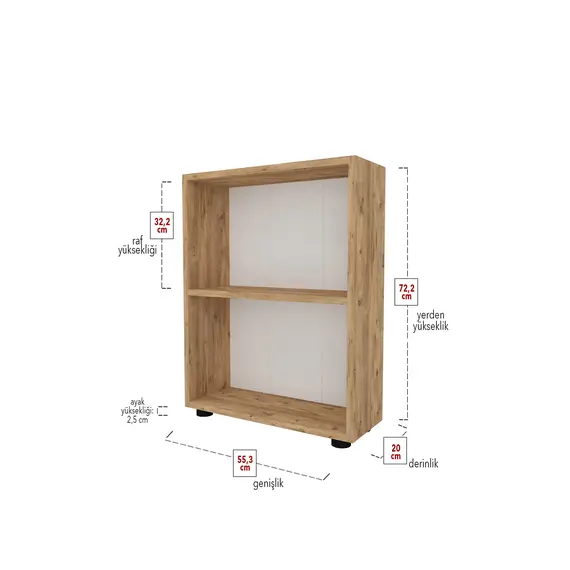 MOBILJE 2 SHELVES CHIPBOARD BOOKSHELF - PINE, 5 imazh