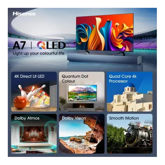 TV 50" Hisense 50A7NQ QLed 4K ULTRA HD Smart Tv, 3 imazh