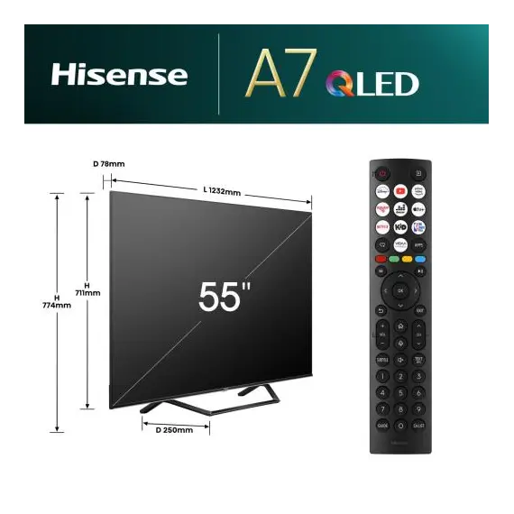 TV 55" Hisense 55A7NQ QLed 4K ULTRA HD Smart Tv, 2 imazh
