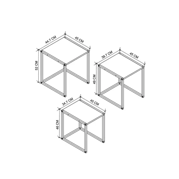 MOBILJE METAL NESTING TABLE - WHITE, 3 imazh