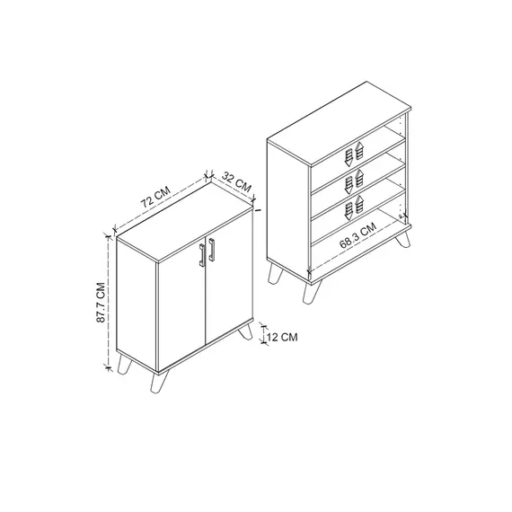 MOBILJE 2 DOORS CEREN CABINET - PINE, 6 imazh