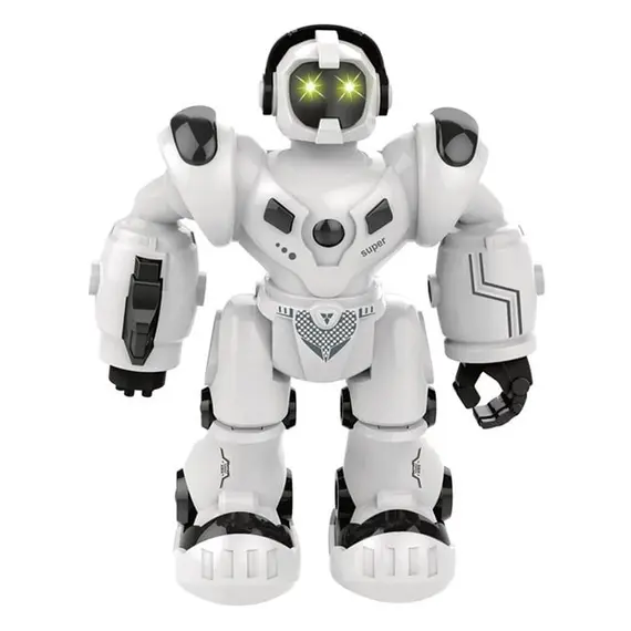 Robot hapësinor i bardhë me bateri me tinguj të lehtë dhe lëvizje 20cm