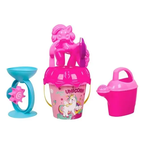 Set kovë plazhi dizajn Unicorn me 5 aksesorë në formë çantë shpine