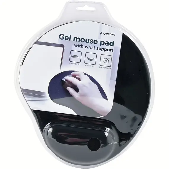 Mouse Pad GEMBIRD MP-GEL-BK, Me Mbështetje Xheli Për Kyçin, 2 imazh