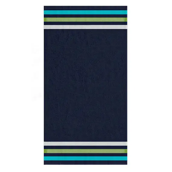 Peshqir plazhi ngjyrë blu e errët me vija 70x140 cm