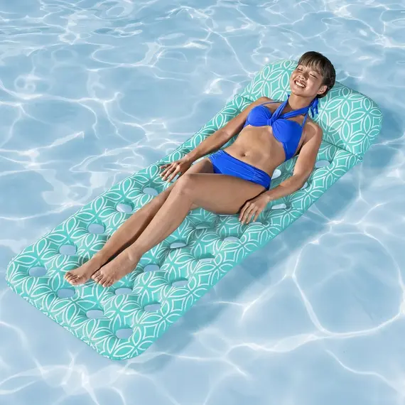 Dyshek uji turkuaz me dizajn aztek i bardhë 198x74