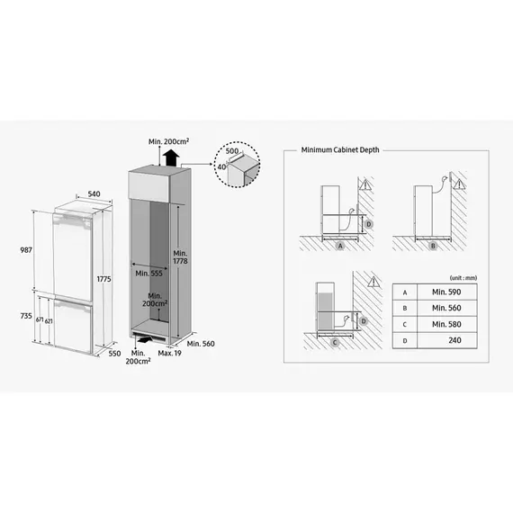 Frigorifer Samsung Incaso BRB70F26CES0EO 267 L, 4 imazh