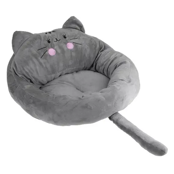 Krevat pellushi për mace gri me veshë dhe bisht 50cm