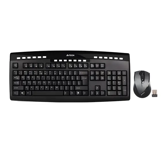 Set Wireless A4Tech 9200F – Tastierë Full + Maus 2.4GHz, 2000 DPI, 19 Hot Keys