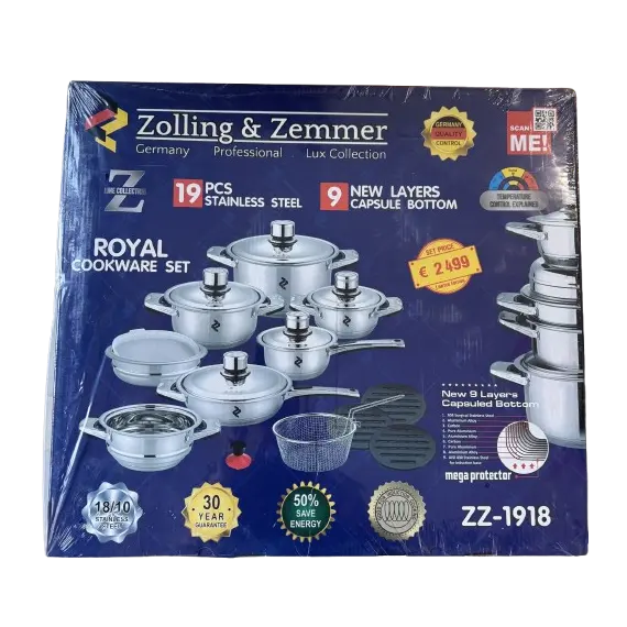 Set Tenxhere Zolling & Zemmer ZZ-1918 19 Pjesë Çelik Inox 18/10