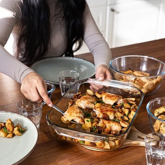 Tave Qelqi Pyrex - Rezistente ndaj temperatures, 35x23 cm & 39x25 cm, 3 imazh