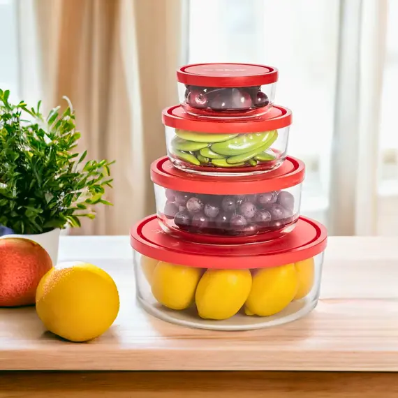 Set Tasa Gelo Box - Me kapak, 4 cope (23-18-15-11 cm), 2 imazh