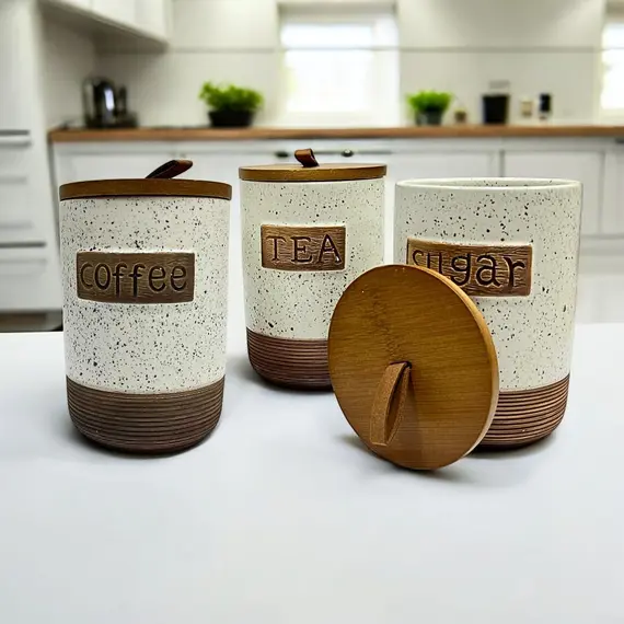 Mbajtese Kafe & Sheqeri Fancy Letters - Dizajn elegant, Ngjyre Beige, 2 imazh