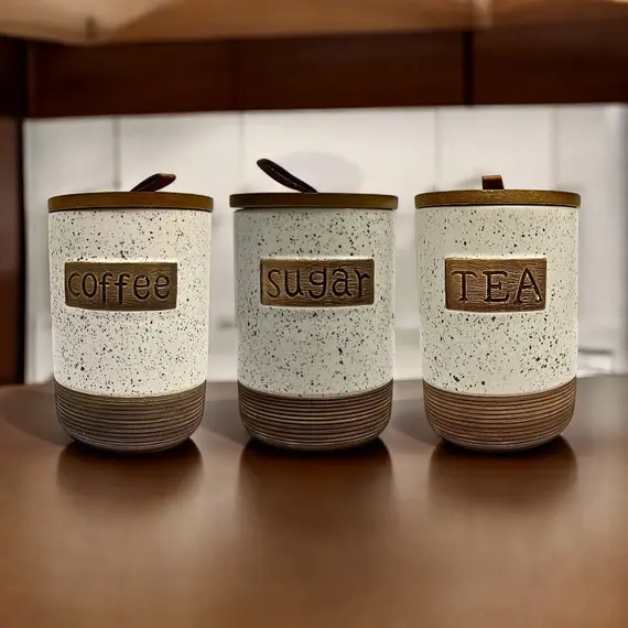 Mbajtese Kafe & Sheqeri Fancy Letters - Dizajn elegant, Ngjyre Beige, 4 imazh