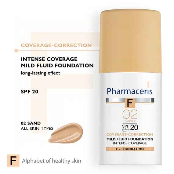 Fondatinë mbuluese me SPF 20+ ngjyrë Sand 02 Pharmaceris Intense Coverage 30 ml, 2 imazh