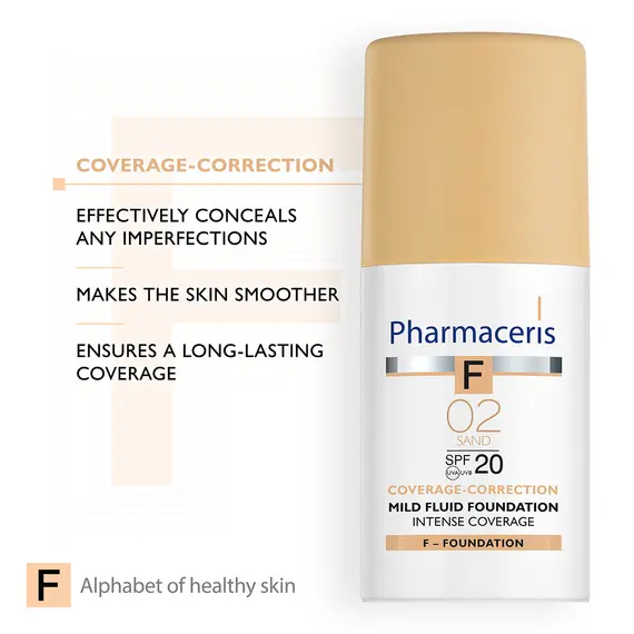Fondatinë mbuluese me SPF 20+ ngjyrë Sand 02 Pharmaceris Intense Coverage 30 ml, 4 imazh