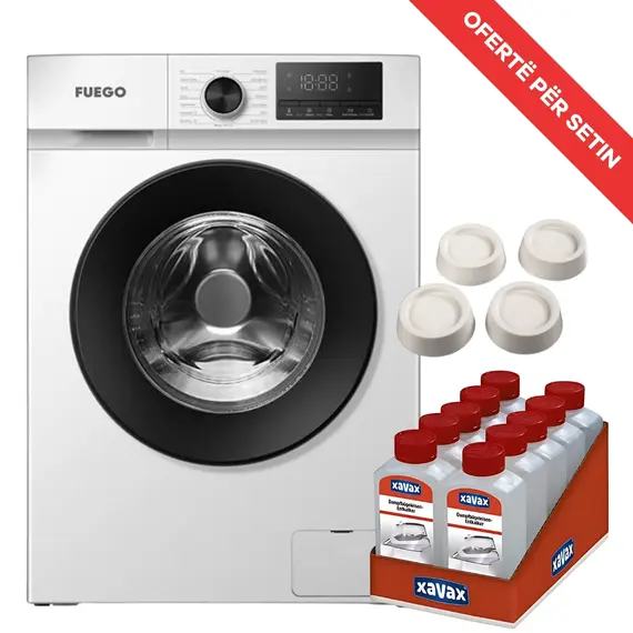 Set Lavatrice FUEGO WMFGTC81233B 8 KG + AMORTIZUES DRIDHJESH XAVAX + Antikalkar Xavax 111724 250ml