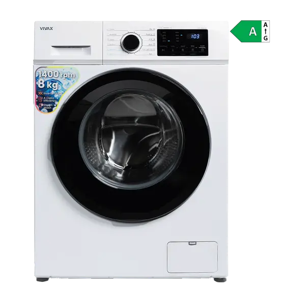 Set Lavatrice VIVAX WFL-140812CI 8 kg Inverter A+++ 1400 rpm + Fshesë Vertikale Elektrike me Bateri VIVAX VCB-1502R, 2 imazh