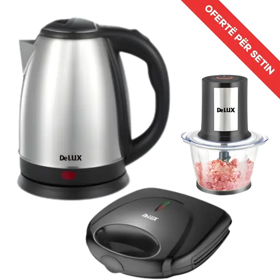 Set Kuzhine DELUX – Tostier K-720 750W + Grirëse KL-136B 1L 400W + Ibrik Elektrik GMA-110 1.8L 1800W